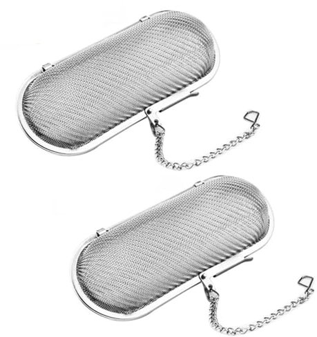 Bola de té, 2 filtros de té, infusor de té de malla de acero inoxidable flotante, ovalado, hojas sueltas, sopas, aceite, especias, hierbas, té, filtro, para cocina, cocina, oficina, suministros para
