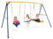 GYMAX 3 in 1 Kids Swing Set, Heavy Duty Metal Swing Frame with Belt Swing, Rectangular Swing&Adjustable Swing Seat, Outdoor Children Playground Set for 3-10 Years Old, Max Weight 300kg (350x182x195cm)