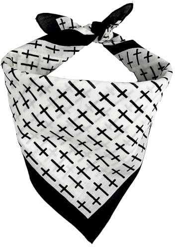Superfreak Bandana Tuch Gothic Kreuz Petruskreuz Muster weiß schwarz quadratisches Kopftuch