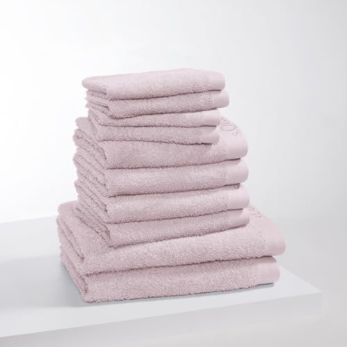 s.Oliver 10 TLG Handtuch Set - 100% Baumwolle, 600 g/m², weich & angenehm, 4X Gästehandtücher + 4X Handtücher + 2X Duschtücher rosa