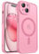 CANSHN Magnetic Compatible with iPhone 15 Case, Upgraded [Full Camera Protection] [Compatible with Magsafe] [Translucent Matte] Shockproof Protective Phone Case 6.1 - Pink