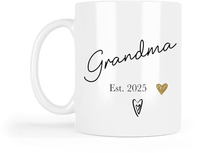 UNIQUEPGIFTS Grandma Mug 2025, New Grandparents Gifts, Christmas, Birthday, 11 Oz White