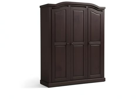 Schlafzimmer Kleiderschrank Wardrobe Closet - New Mexico 3-türig 3 Schubladen Kolonial Dunkelbraun 152x193x56 cm Massivholz Kiefer Mehrzweckschrank Garderobenschrank Holzschrank Landhausstil Flur