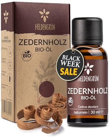 Heldengrün© BIO Zedernholzöl [100% NATURREIN] - Zedernöl Bio aus nachhaltigem Himalaya Zeder - Echter Zedernholz Duft - Ätherische Öle Zedernholz