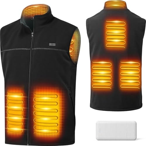LABCOOL Beheizbare Weste Herren Damen - Heizweste aus Microfleece - mit 6-Zonen-Heizung & 3 Temperaturstufen - USB-Betrieb mit 10000mAh Powerbank - Maschinenwaschbar