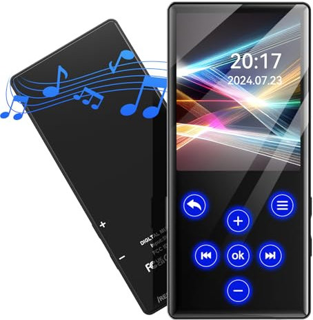 Gueray Lettore MP3 da 128 GB con Bluetooth Lettore Musicale Digitale Portatile con Suono HiFi Altoparlante Incorporato Supporto Radio FM Registratore Vocale Scheda TF