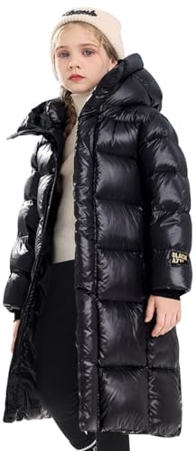 Tilozs Winterjacke Atmungsaktiv Verdickt Mädchen Mantel Warm Winddicht Outdoorjacke Mittel- bis Langes Kindermäntel mit Fellkapuze Parka