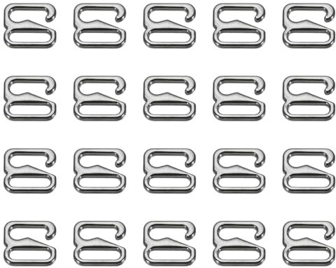 sourcing map 40 ganci a 9 forme da 7 mm, in lega, regolabili per reggiseno, chiusura per costume da bagno, ganci di ricambio per reggiseno, clip da cucito per biancheria intima, colore nero, Nero ,