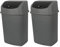 Jolie Max Set of 2 35L Large Swing Top Kitchen Bins – Durable Plastic Dustbins with Flip Top Lid, Easy to Clean, Ideal for Home & Office Waste Management. (ANTHRACITE & BLACK LID)