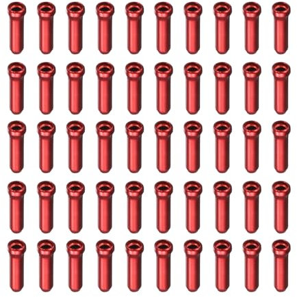 sourcing map 80pcs Bike Cable End Caps Set Aluminum Alloy Cable End Crimps Durable Bike Brake Cable End Tips Kit for Brake Cable Core End Shift Cable Core Tail End Parts Tools, Red
