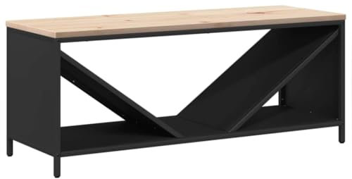vidaXL Brennholzregal mit Holzplatte Schwarz 100,5x35,5x40 cm, Kaminholzregal, Kaminholzständer, Holzlager, Feuerholzregal, Kaminholzlager