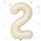 EWODEIEW Zahlen Luftballon 2 Beige,40 Zoll Luftballon Zahlen 2 Folien Ballon,Luftballon 2. Geburtstagsdeko Mädchen Riesen Folienballon 2. for Mädchen Jungen Birthday Party Geburtstag Dekor