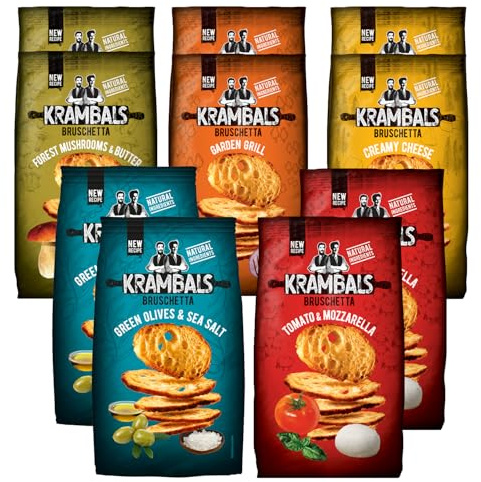 KRAMBALS Bruschetta Chips Multipack Crisps (Pack of 10 x 70g) - Baked Crisps Bruschetta Bread Snacks Palm Oil Free Cheese Snack Box