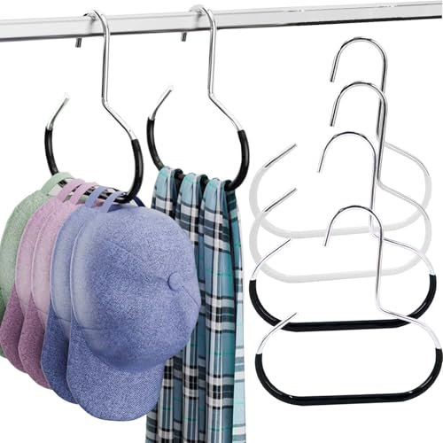 4PCS Porta Cappelli Stampelle Armadio TREABEAR, Grucce Salvaspazio Appendi Cappelli, Porta Cravatte, Organizer Armadio da Appendere Adatto per Riporre Cappelli, Cravatte, Asciugamani Nell'Armadio