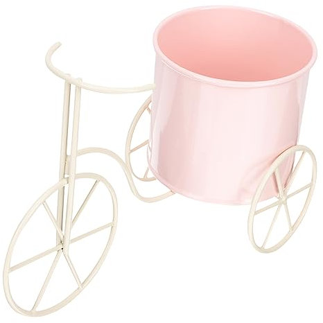 POPETPOP Ornamenti a portabicchiera in bicicletta secchio di fiori in stile Arredamento country fioriera da giardino Titolare Porta di fiori di metallo vaso di fiori di metallo rosa