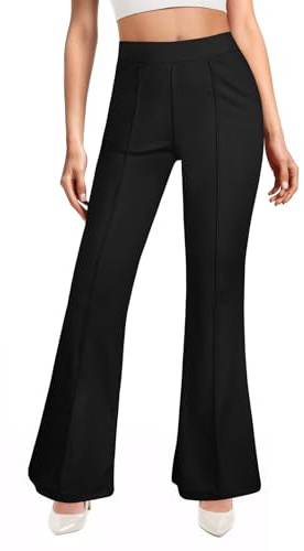 Lishang Stretch Hose Damen High Waist Flared Leggings Wide Leg Yoga Pants Women Schlaghose Stoffhose Damen Elegant Schwarz S
