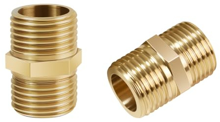 AUUTI 1/2 Inch Npt Brass Nipple Male To Male Pipe Fitting Adapter