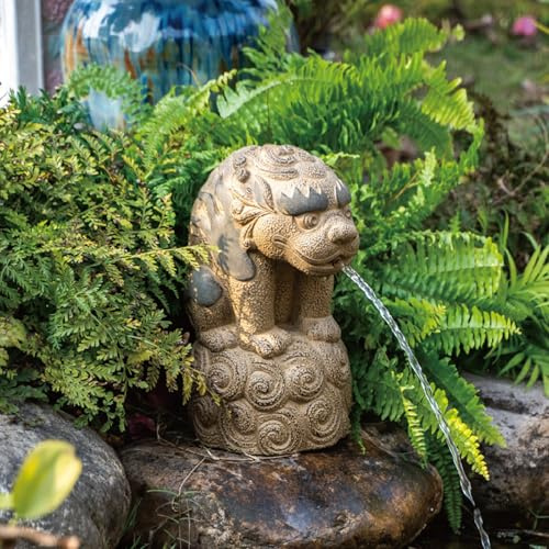 Teichspucker Landschafts, Gartendeko für Koiteich, Teichzubehör für Freilandteiche, Wasserspiel für Terrasse Balkon-Brunnen, Quellstein, Kunststein(Yellow)