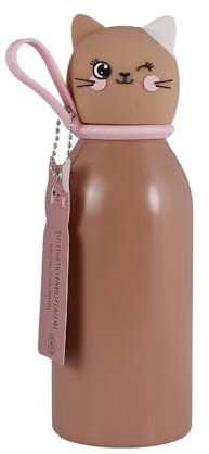 Lulubug Trinkflasche Kinder Tierform, 350ml | BPA-frei, Auslaufsicher & Spülmaschinenfest | Doppelwandig & Edelstahl | 6 Stunden Warm & 8 Stunden Kalt | Thermosflasche Isolierflasche | Katze