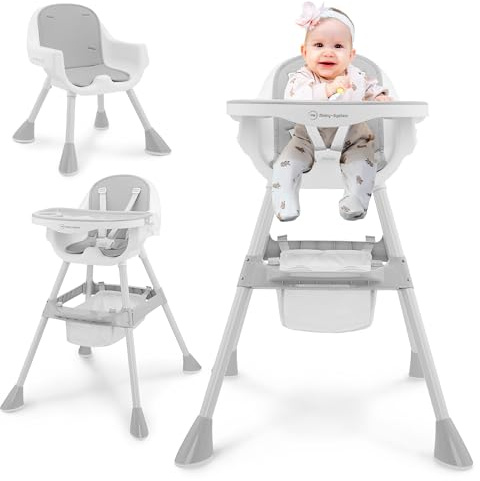 Moby-System Seggiolone Regolabile Magnolia 2in1 con Vassoio e Rivestimento in Ecopelle – Grigio, da 6 Mesi