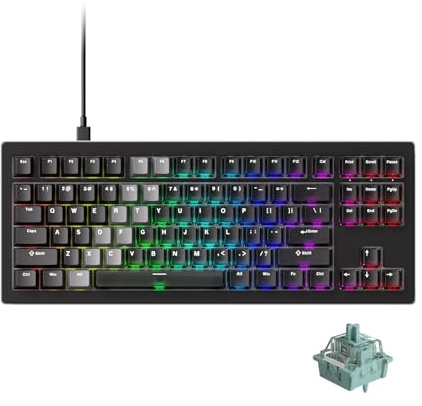 Akko 5087 V3 HE Tastiera Gaming TKL 80% Hall Effect Cavo | Tastiera RGB Switch AstroAim, Rapid Trigger RT0.005mm, Polling 8K Hz per PC/Mac (Nero Trasparente)