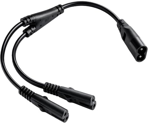 IEC320 C8 to 2X C7 Y Splitter AC Power Cord 30CM IEC Figure 8 | Male to 2 Female 1 in 2 Out AC Power Cable for PC Laptop PS4 LED TV Lamp LCD Monitor Printer Household Appliances Black