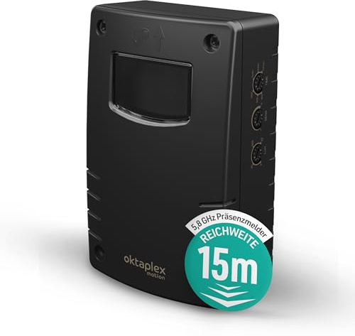 Oktaplex Pit HF 5,8 GHz Bewegungsmelder Schwarz | 180 Grad Radarsensor 5-15m Präsenzmelder Innen IP65 - Wandmontage Aufputz LED fähig