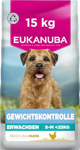 Eukanuba Weight Control Hundefutter für kleine & mittlere Rassen, 15 kg | Special Care|fettarmes Trockenfutter|zum Gewichtserhalt|für sterilisierte/kastrierte Hunde|zur Diät bei Übergewicht