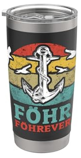 Föhr Souvenir Vintage Föhrever Insel Föhr Doppelwandiger Edelstahl-Thermobecher