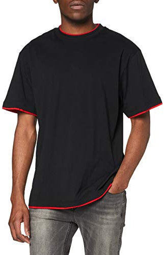 Urban Classics Herren Bekleidung Contrast Tall Tee, Black/Red, XXXXXL, TB029A