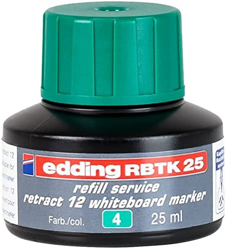 edding RBTK 25 Nachfülltinte - grün - 25 ml - mit Kapillarsystem, ideal zum sauberen und unkomplizierten Nachfüllen des edding whiteboard marker retract 12