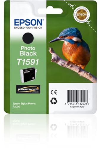 Epson T1591 Print Cartridge, Photo Black, Genuine