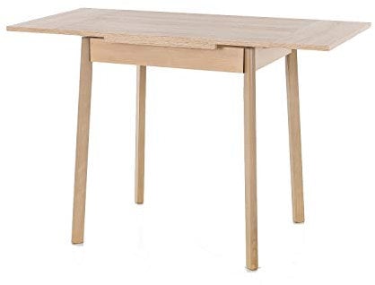 Hela Tische, Küchentisch Singeltisch Trier, Holzwerkstoff Dekor Sonoma, Massivholzgestell Buche, ausziehbar, 75-112x55x74cm