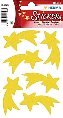 HERMA 15251 Aufkleber Weihnachtsstern, 6 Stück, Weihnachten Sticker aus Filz mit Stern Motiv, Kinder Etiketten für Weihnachtsdeko Geschenke Adventskalender Winter Dekoration Briefe DIY Basteln