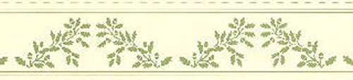 Melody Jane Dolls House Green on Cream Acorns Wallpaper Border William Morris