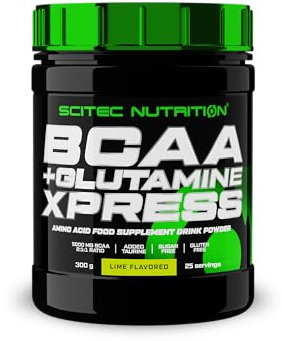 Scitec Nutrition BCAA + Glutamine Xpress - Mezcla de Aminoácidos Esenciales - con 5g 2:1:1 BCAAs - 5g Glutamina - Enriquecido con Taurina, 300 g, Lima