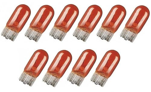 INION 10x Stück – WY5W - W2.1x9.5d - T10-12V - 5W – AMBER/ORANG - KFZ Beleuchtung - LONGLIFE - Glühlampe Glassockellampe Glühbirne Soffitte Autolampen WERKSTATTWARE