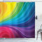 ABAKUHAUS Regenbogen Duschvorhang, Abstrakte weiche Linien, Stoffliches Gewebe Badezimmerdekorationsset mit Haken, 175 x 180 cm, Grün Lila