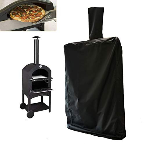 J&C Outdoor Pizza Oven Cover Outdoor Black Pizza Oven Protection Weather Resistant Dustproof Pizza Oven BBQ Rain Cover for Wood-Fired Cha rcoal Fired Pizza Oven Bread (63.4x25.4x17inch)