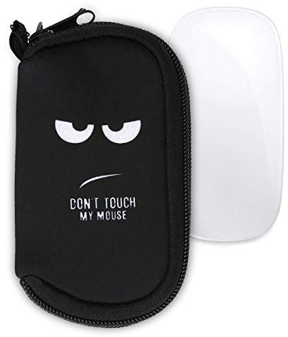 kwmobile Housse de Protection Compatible avec Souris Apple Magic Mouse 1/2 - Sacoche pour Souris sans Fil en néoprène Blanc-Noir