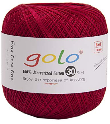 golo Häkelgarn 30 Garn zum Häkeln für handgestricktes Häkelgarn Gewinde häkeln (Rot)