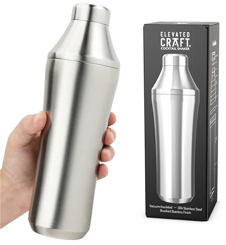 Elevated Craft Hybrid-Cocktailshaker, hochwertig, vakuumisoliert, aus Edelstahl, innovatives Messsystem, verbessern Sie Ihre Hausbar, 828 ml Gesamtvolumen