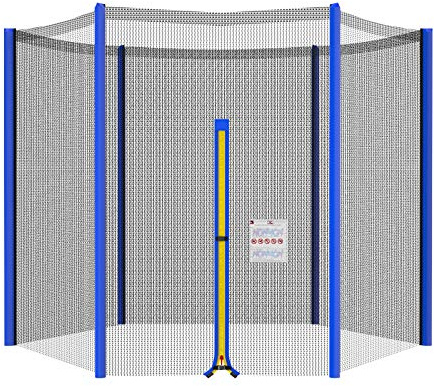 NONMON Sicherheitsnetz Ersatznetz für Trampolin Ø 244 cm 6 Stangen, Blau Gartentrampolin Ersatznetz Netz Außenliegend reißfest UV-beständig einfache Montage Eingangstür mit Reißverschluss
