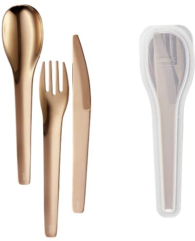Lurch 240873 Besteck-To-Go 3tlg aus Edelstahl mit Transporthülle bronze