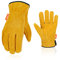 Vgo... 3 Paires Gants de Travail de Sécurité pour Hommes en Cuir, Gants de Jardinage, Gants de Gréeur, Gants de Constructeur (CB9501,Or,10/XL,3Paires)