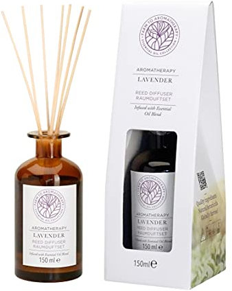 FARM TO AROMATHERAPY Reed Diffuser Lavendel - versetzt mit 100% Naturreines Ätherisches Öl - Raumduft Diffuser klein mit Duftstäbchen - 150 ml