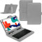 NAUCI Tablet Hülle kompatibel für Huawei MatePad T10 / T10s Tasche Tastatur Keyboard QWERTZ Schutzhülle Cover Standfunktion USB Schutz Case, Farben:Grau