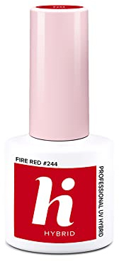 Hi Hybrid - Nagellack, semi-permanent, UV-Gel, Fire Red – hält 2 bis 3 Wochen – ultra-glänzend, modisch und feminin, Maniküre, Nail Art – 5 ml