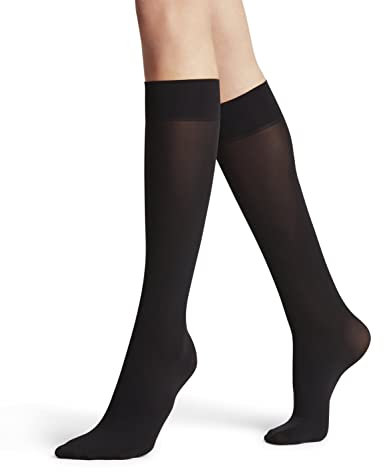 FALKE Pure Matt 50 DEN W Kh semicoprenti tinta unita 1 paio, Calzini lunghi Donna, Nero Black 3009, 35-38