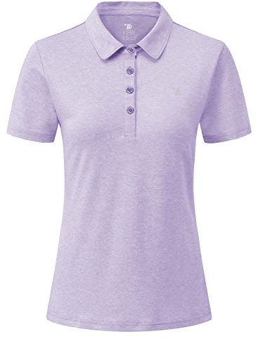YSENTO Damen Golf Poloshirt Kurzarm Sport T-Shirt Schnelltrocknend Atmungsaktiv Tennis Lady-Fit Polohemd(Violett,M)